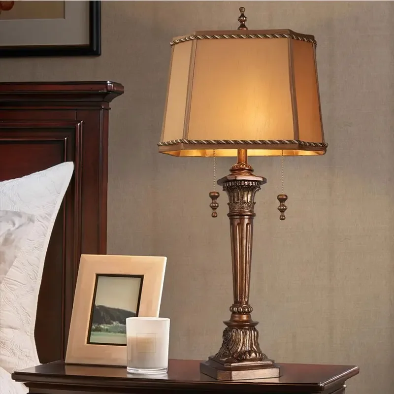 

Large American Bedroom Bedside Table Lamp European Luxury Living Room Study Retro Villa Hotel Neoclassical Desk Lamp