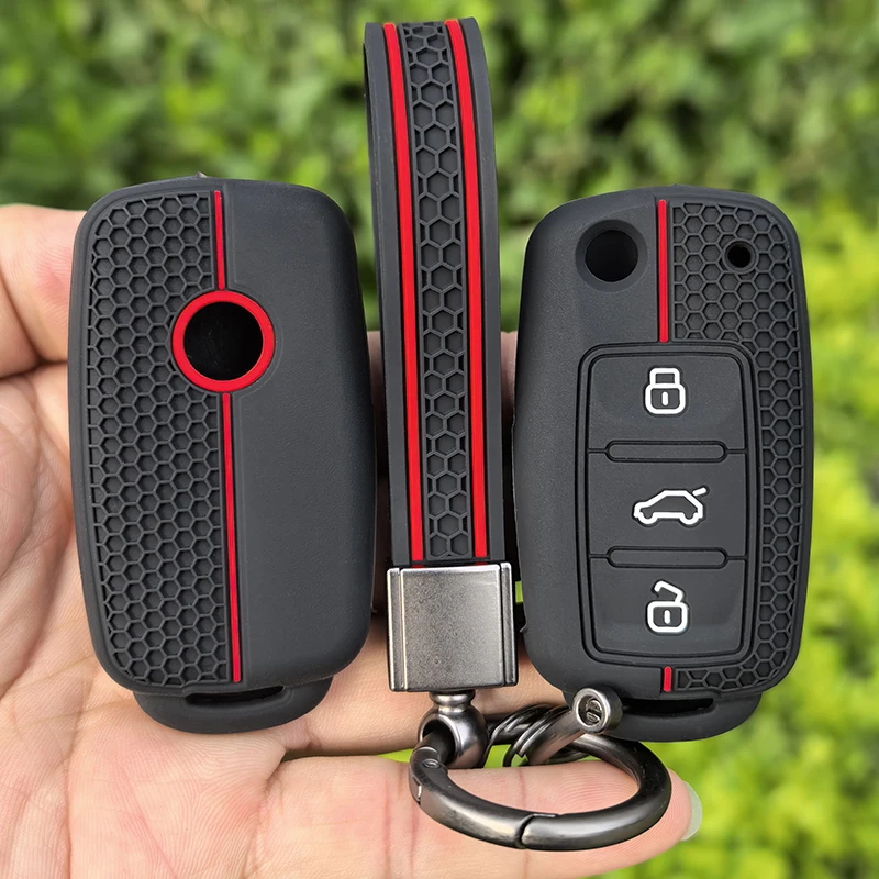 Funda de silicona para llave de coche, llavero para VW UP Polo Golf 6 Passat B5 Touran Caravelle Jetta Caddy Touareg Skoda Fabia Octavia A5
