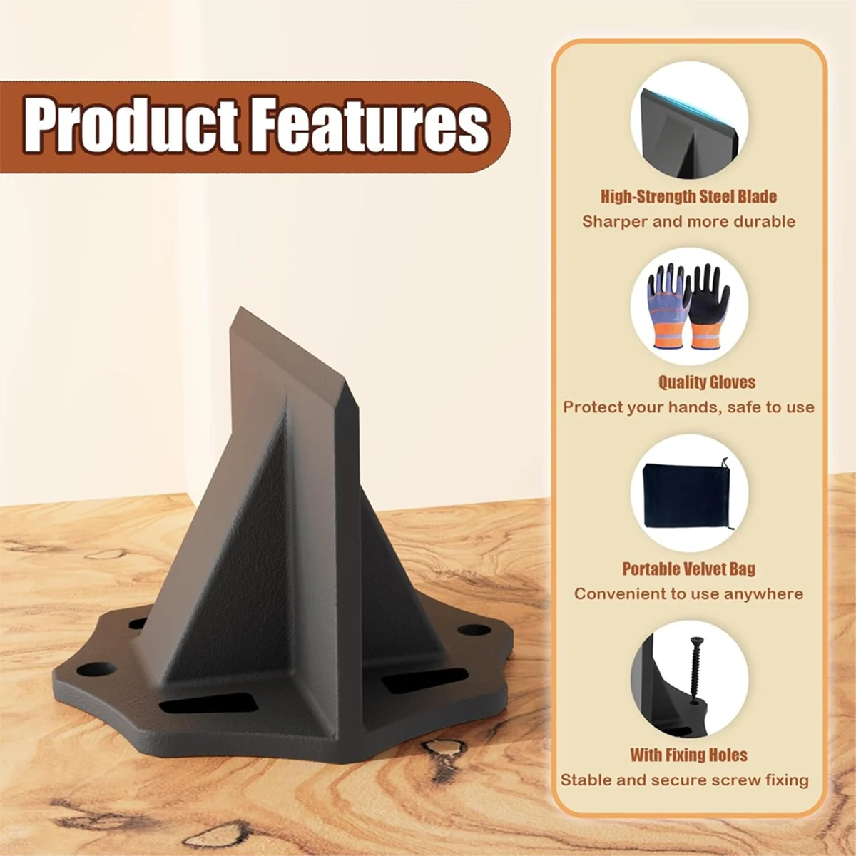 مقسم الخشب ABFKL، أداة تقسيم سجل أوقد محمولة مع إسفين، مقسم سجل يدوي لقطع الحطب L #3