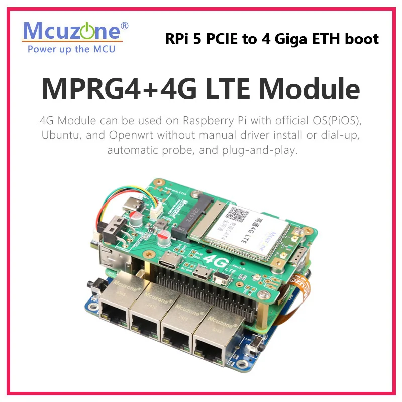 Imagem -04 - Raspberry pi Pcie para Gigaba Ethernet Boot Driver Livre com Rpi os e Openwrt Mprg4-case