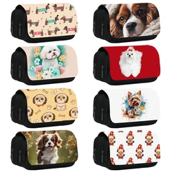 Cute Dog Pencil Case Bichon Frise Beagle Boston Terrier Dog Makeup Bag Cavalier King Charles Spaniel Dog Pencil Box Cosmetic Bag