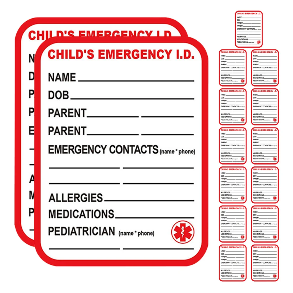 15Pcs Medical Information Sticker for Car Emergency Carseat Tag Adhesive Safety Labels Stick on Labels