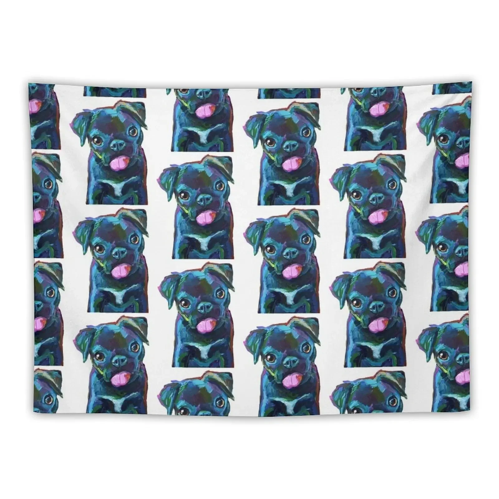 

CUTE BLACK PUG PUPPY Tapestry Room Decor Aesthetic Room Decor Korean Tapestry