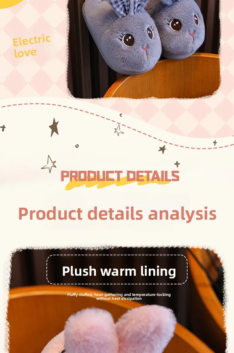 Kinderschuhe, Mädchen-Fellhausschuhe, rutschfeste, warme Hausschuhe, modische, farblich abgestimmte Baumwollhausschuhe, Hausschuhe für Herbst und Winter mit dicker Sohle. – Detail 5