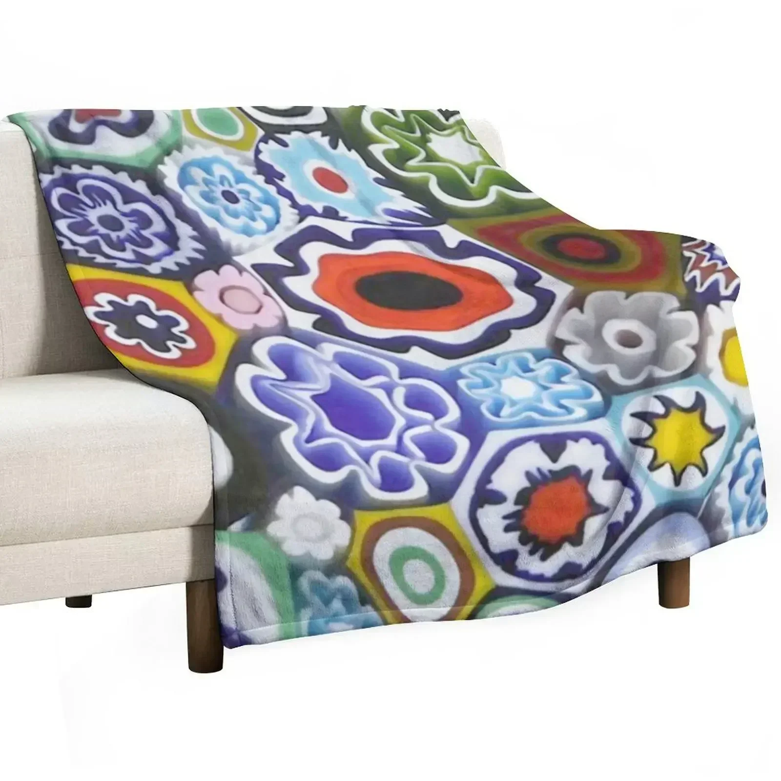 

Millefiori Murano Italian Glass Print Throw Blanket Summer Baby Blankets