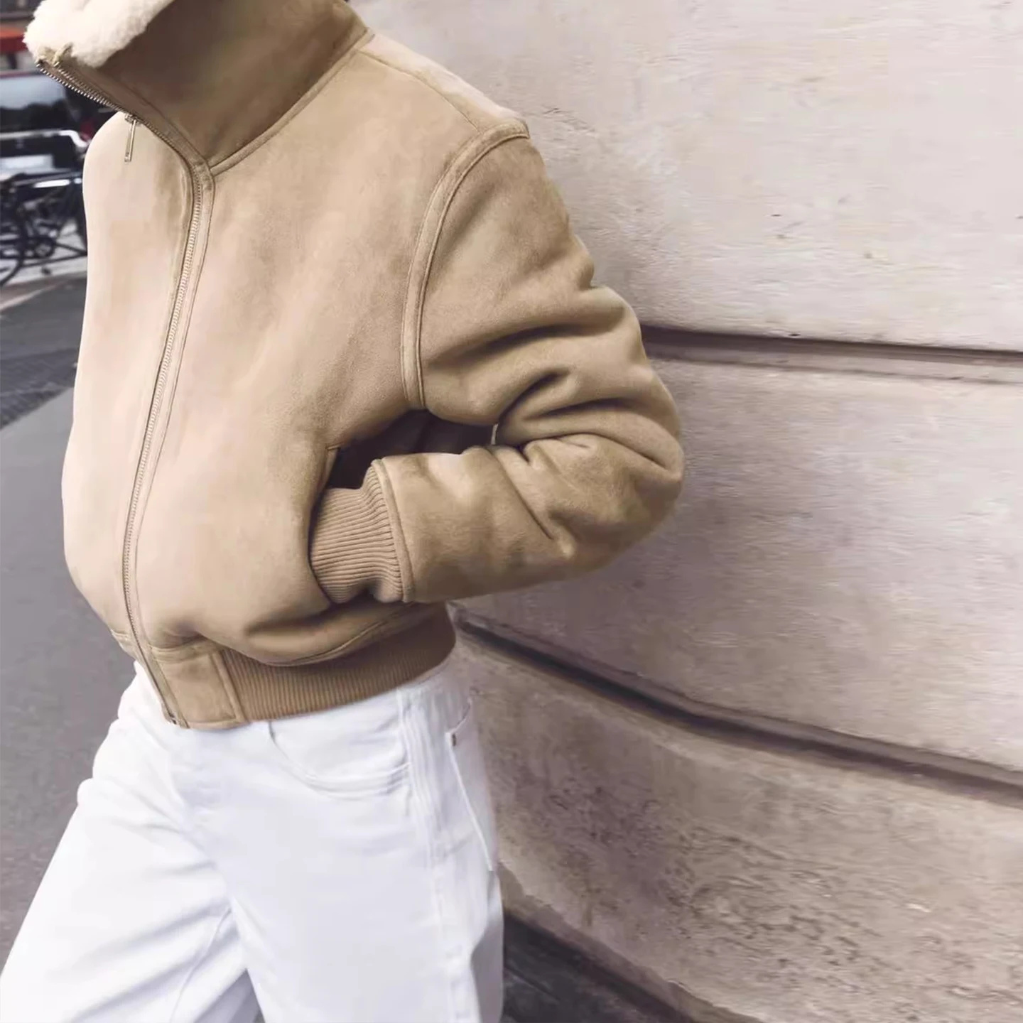 

Z Women's Faionable Double-Sided Jaet Versatile Personali Warmth ort Outerwear Coat for Ladies Autumn Season