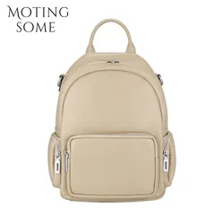 Motingsome Luxury Pelle bovina Donna Zaino Borse a tracolla Minimalismo Borsa da scuola da donna in morbida pelle naturale Travl Mochilas 2024 Nuovo