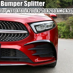 For Mercedes Benz W177 Car Front Bumper Splitter Spoiler Fog Light Grille Trim Body Kits A180 A200 A250 A260 AMG A35 2018-2022