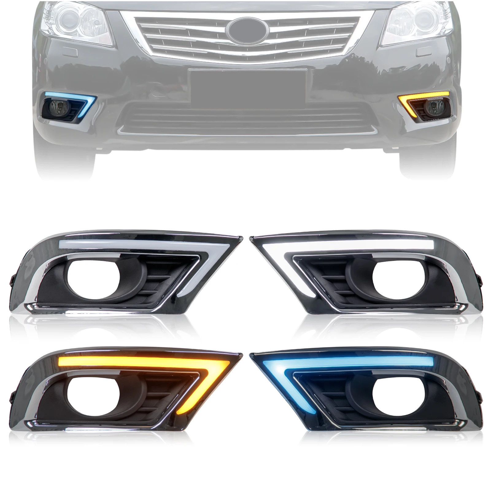 

Car LED Daytime Running Light Front Fog Light Modification Decorative Lights Yellow Turn Signal DRL for Toyota Camry 2009