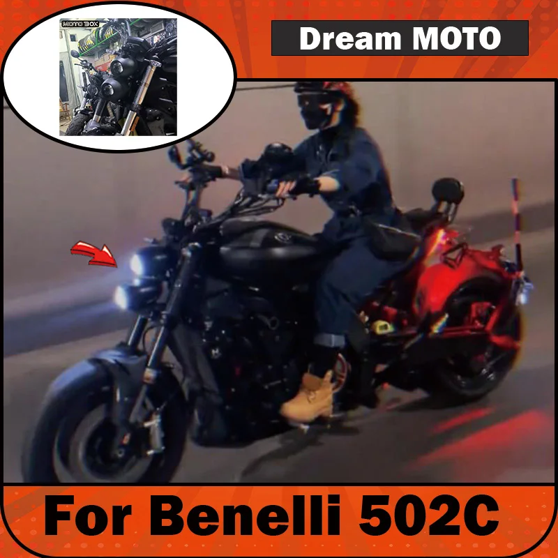 【Premium】For Benelli 502C modified with Wolverine-style dual headlight assembly. Vintage LED high-intensity headlights with lens