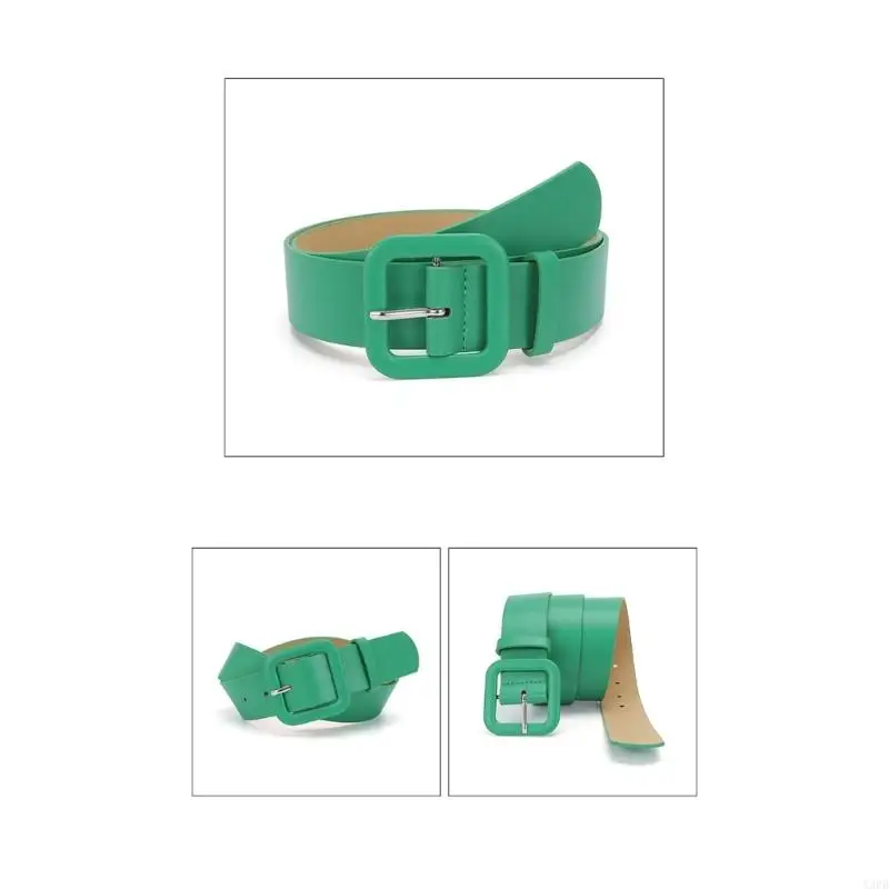 حزام PU أنيق بإبزيم مربع للخصر للنساء، خيارات متعددة الألوان #2