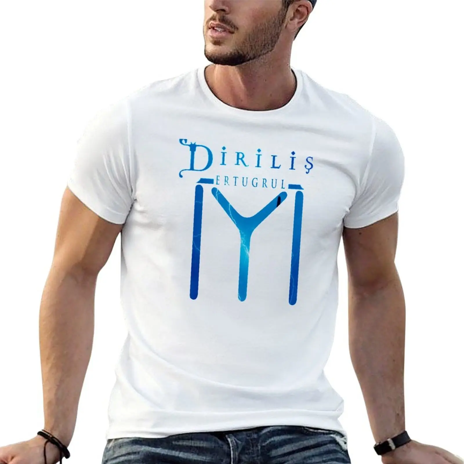 Dirilis Ertugrul Blue Lightning Effect T-Shirt man tshirt man t shirt designer man t shirts for men casual T-shirt