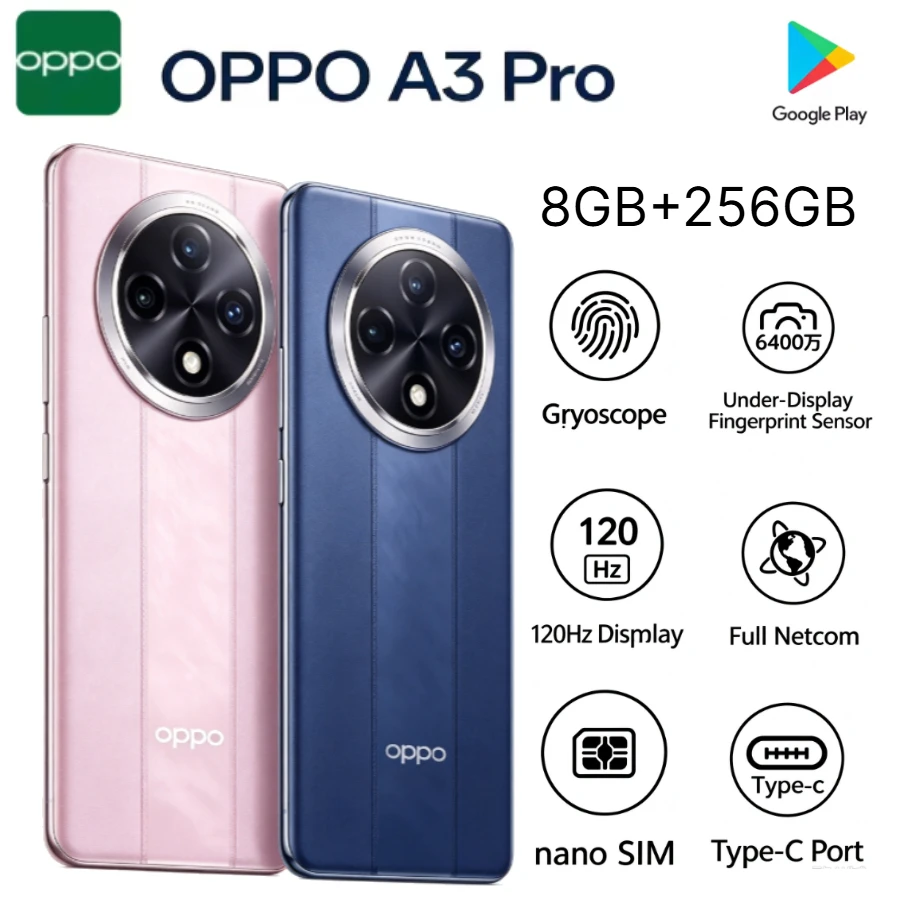 2026 New OPPO A3 Pro 5G Global Unlocked Mobile Phone 6.7in FHD+ Display 8GB RAM 256GB Storage Large 5000mAh Endurance Battery