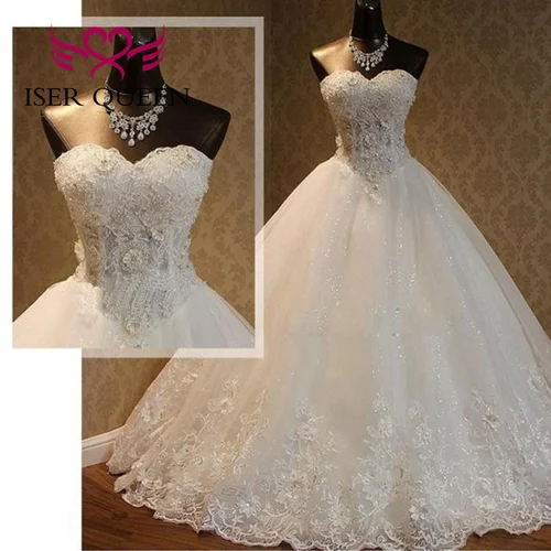 Imagen 1 del producto Escote corazón 2025 vestidos de novia personalizados perlas con cuentas vestido de fiesta de encaje vestido de novia vestido de novia de talla grande WX0093