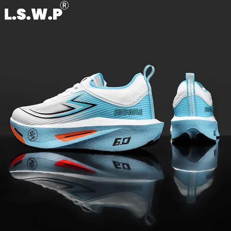 Men's Casual Sports Shoes, Unisex Carbon Plate Racing Running Shoes, Lightweight Mesh Breathable Sports Shoes, High-Elastic Shock-Absorbing Thick Soles, Non-Slip and Wear-Resistant Outsole, Marathon Long-Distance Running Training Fitness Trendy Couple Sports Shoes, Available in Multiple Colors