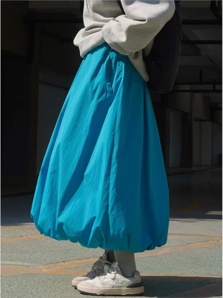 

Winter Autumn Thick Warm Cotton Tutu Skirt Elastic Wiast A-line Long Skirt Solid Color Chic Streetwear Umbrella Skirt 2024 New