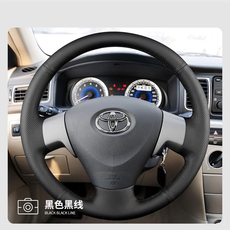 

For Toyota Steering Wheel Cover Genuine Leather Anti-skid Hand Stitched 2007-2013 Corolla Custom Car Steering Wheel Braid Cover