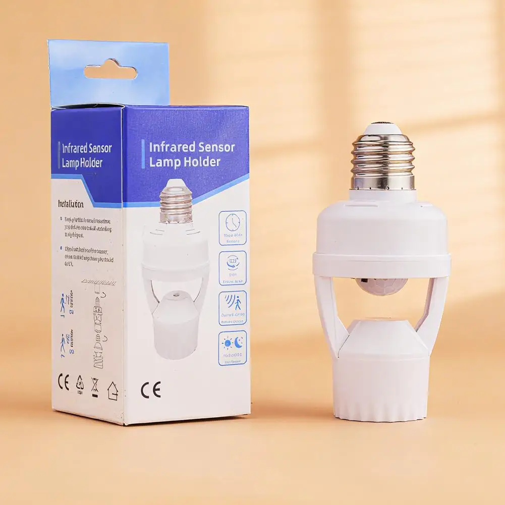Smart Motion Sensor Light Bulb Holder E27 PIR Induction Adapter Socket Automatic Base Converter LED Lamp Switch AC