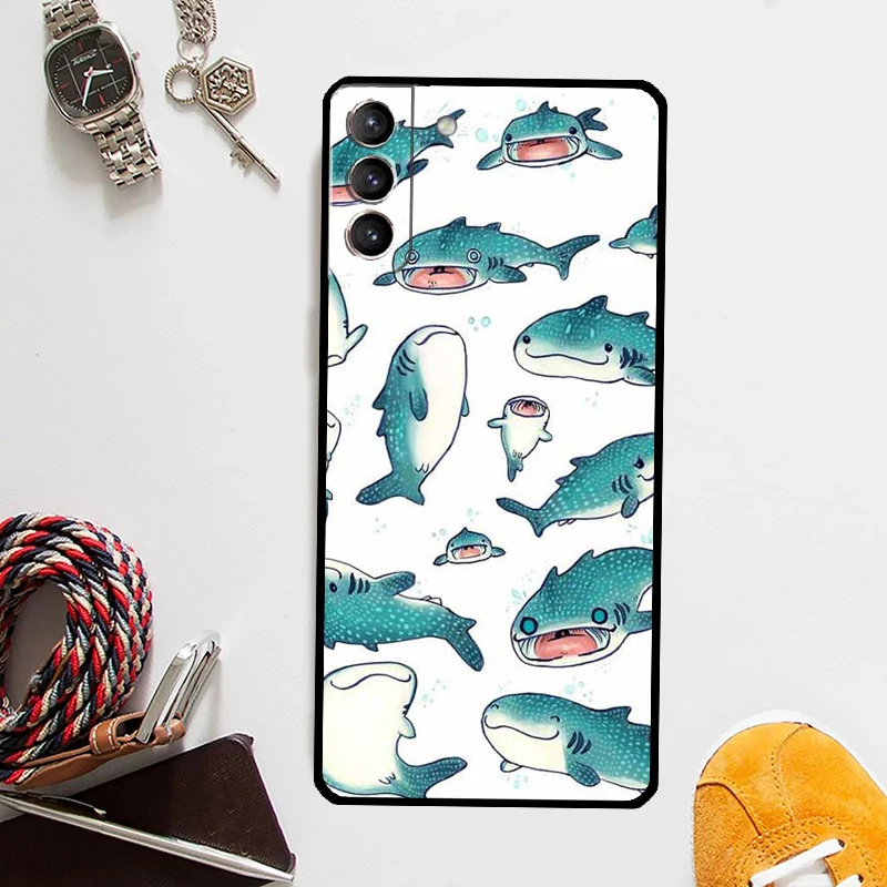 Cute Ocean Whale Fish Cover For Samsung Galaxy S23 Ultra S8 S9 S10 S22 Plus S20 S21 FE Note 10 20 S24 Ultra Case