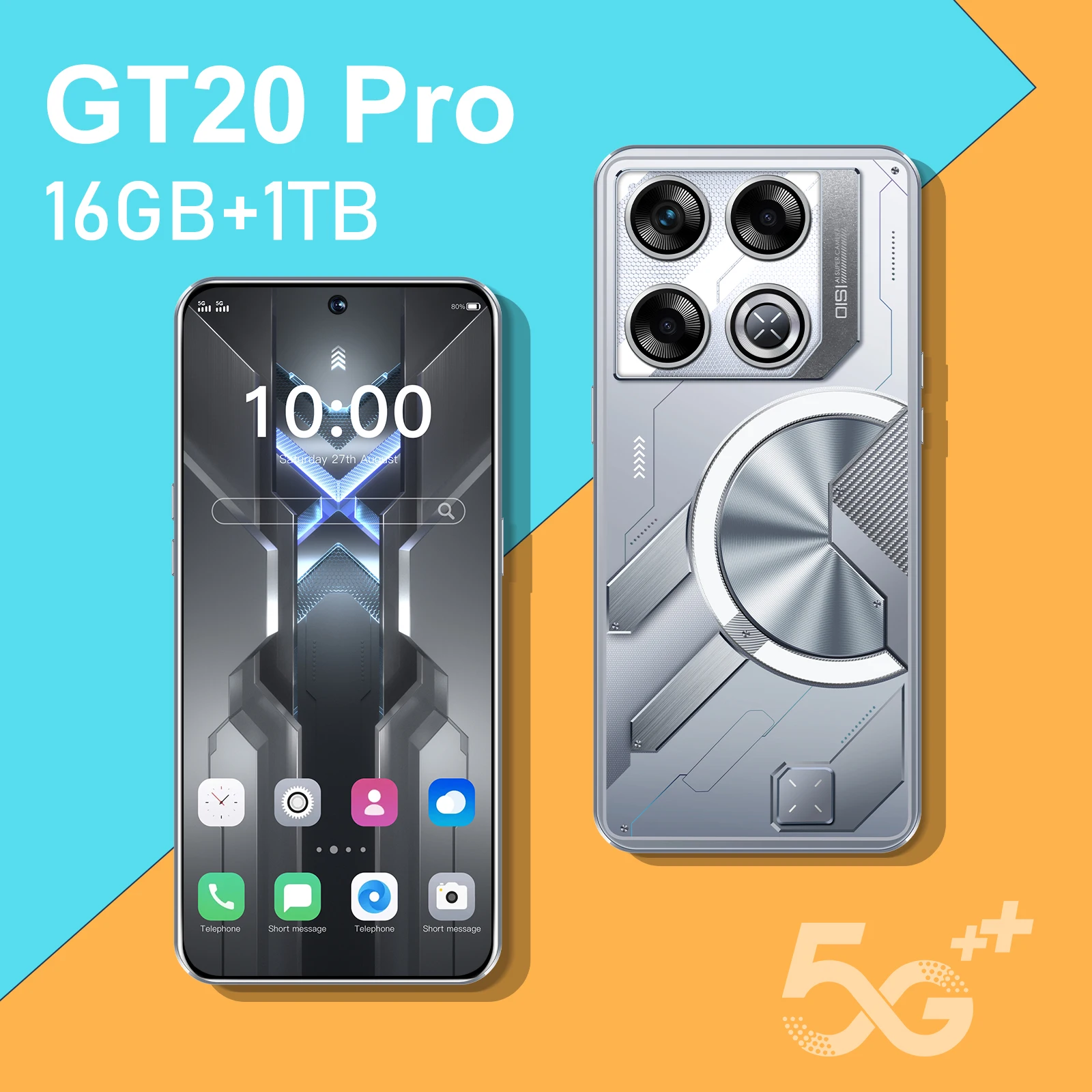 New GT20 Pro Smartphone 7.3 Inch Original Cellphone Android14 Mobile Phone16GB+1TB 7800mAh 5G 108MP Dual SIM Card Global Version