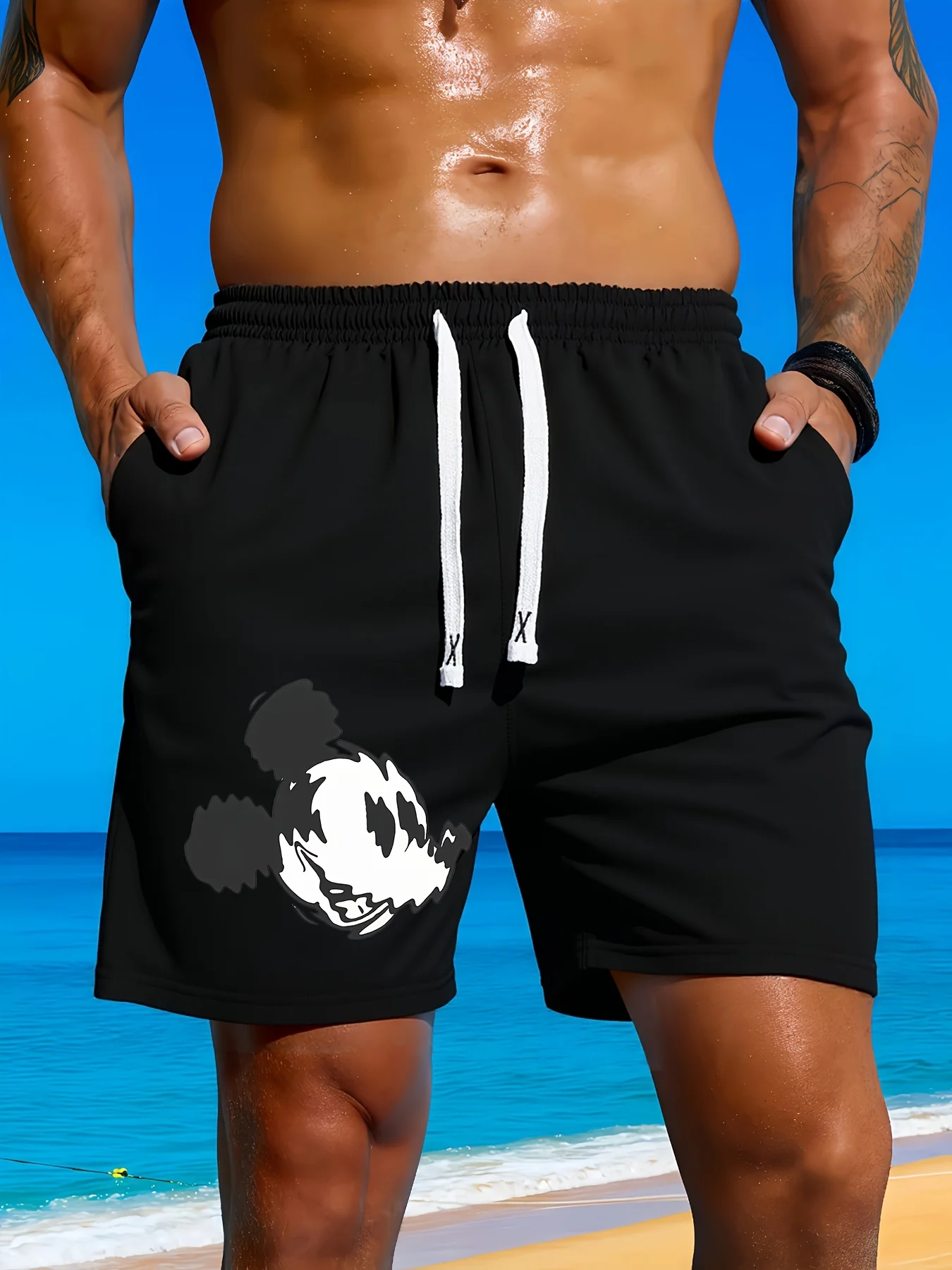 2025 mode d'été nouvelle série Mickey lâche respirant unisexe coton short décontracté en grande taille grande taille