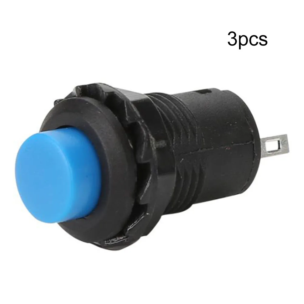 12v-250v Button Switch ON-OFF Switch 12 Mm 2 Pins For Car Latching Lock Push Button Round SPST Self-locking 3 Pcs