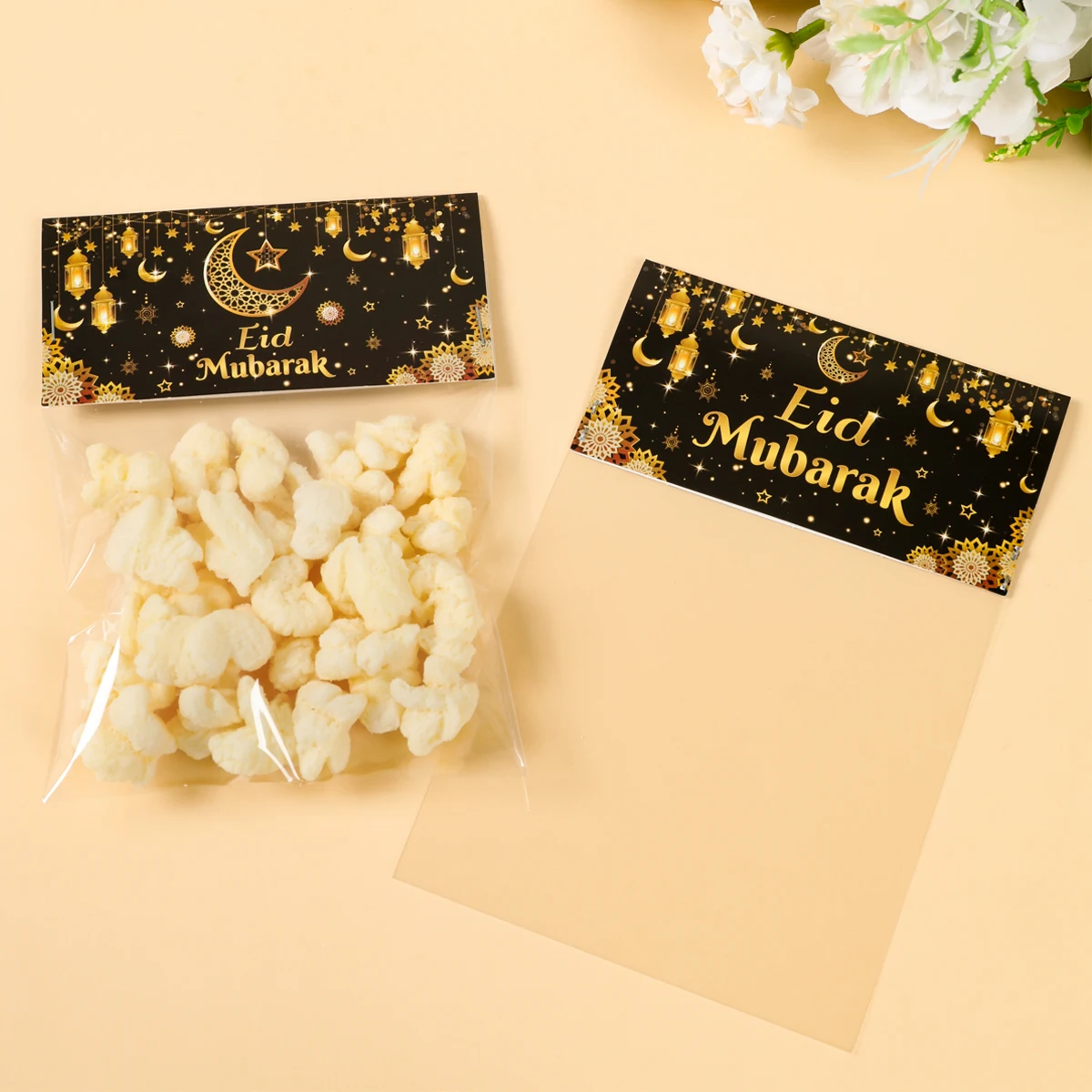 Ramadan Decoration 2024 Treat Bag Topper EID Mubarak Decor Cookie Candy Bag Ramadan Kareem Islamic Muslim Party Eid Al-Fitr Gift