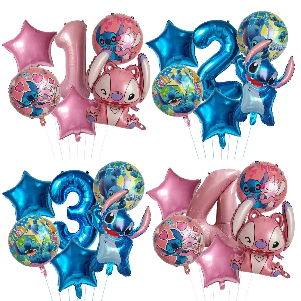 6pcs Disney Lilo & Stitch Party Balloons Stitch 32" Number Balloon set Baby Shower Birthday Party Decorations Kids Toy Gifts