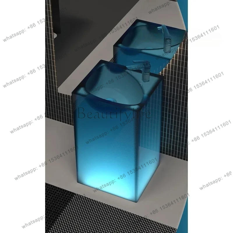 

Column basin Integrated floor wash basin Transparent resin Color wash Customized basin