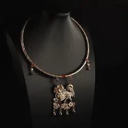 Luxury Chinese Ming Dynasty Kylin Lucky Pendant Fengshui Torque Necklace for Women 2023
