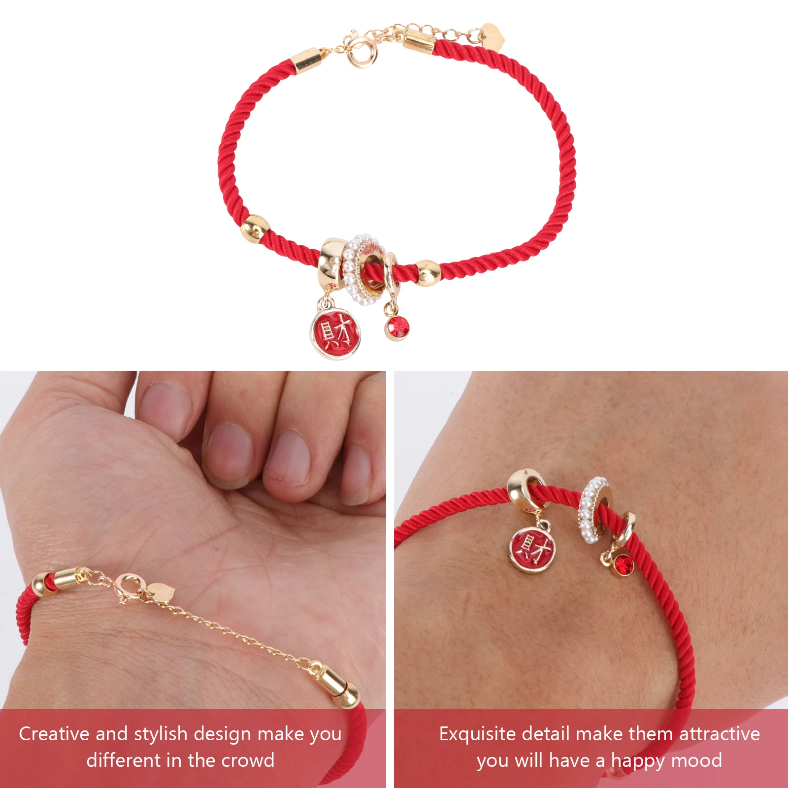 

1pc Red String Bracelet for Women Creative Stylish Wrist Band Year Simple Bangle Daily Wear Trendy Crystal Rope Student