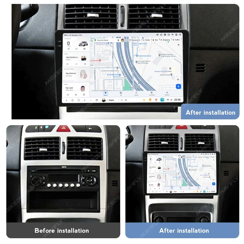 MEKEDE DUDUAUTO 7 Car GPS Universal Car Reversing Aid Radio Screen Parking Line Sensor Car DVD Player for 307 2001-2008