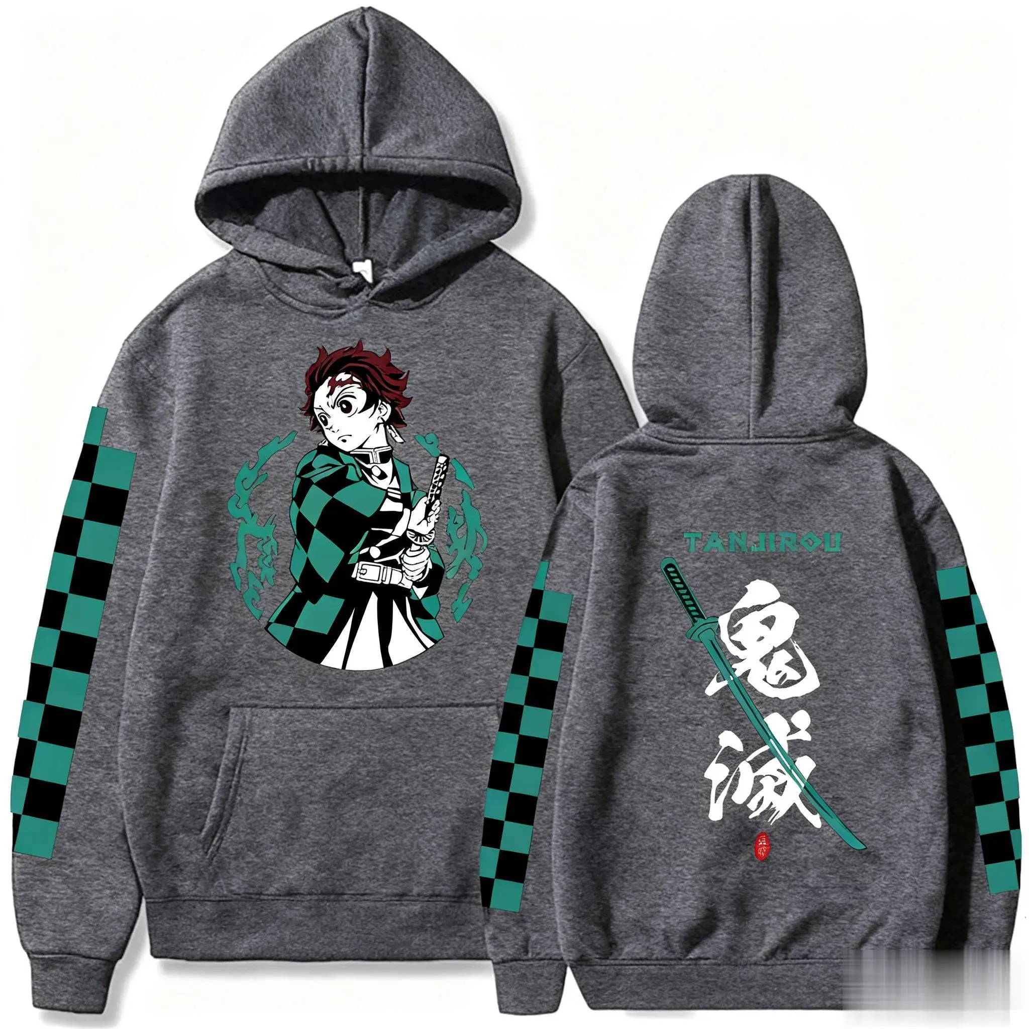 デーモンスレイヤーグラフィックプリントアニメパーカー男性女性プルオーバースウェットシャツ秋冬 Y2k ストリート特大長袖トップス