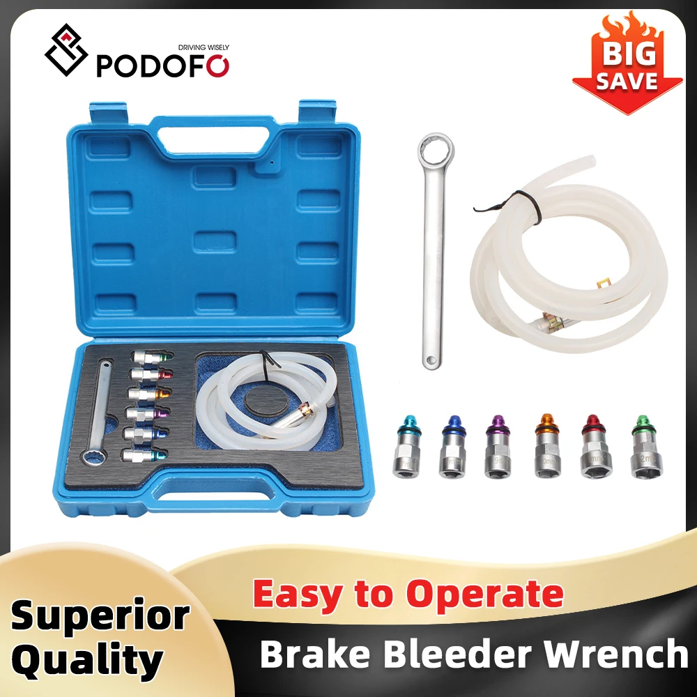 Podofo Brake Bleeder Wrench Set 8PCS 7-12mm Brake Bleeding Wrench 12 Point Brake Bleeding Wrench & Hydraulic Clutch Systems