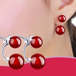 Korean Red Natural Stone Drop Earrings For Women Natural agate Jewelry Bridal Party Wedding Tassel Earrings 2026 Trendy 2Z40