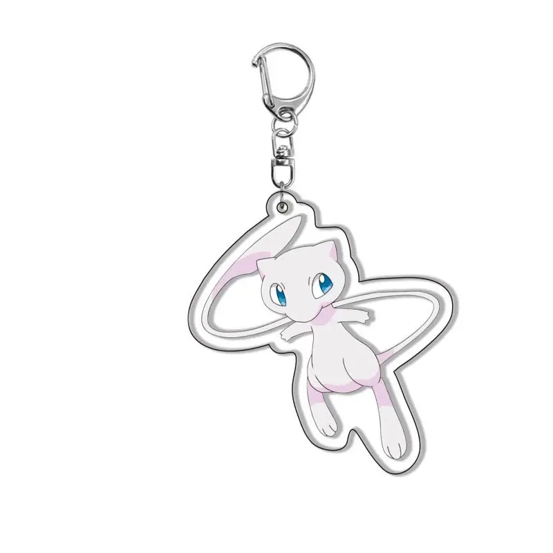 Pokemon Pikachu Keychain Anime Action Figures Charizard Gengar Eevee Mewtwo Acrylic Double-sided Keychains Toys Pendant Gifts