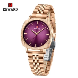 REWARD New Quartz Watches for Women Fashion Luxury Wristwatches Solid Stainless Steel Wrist Watches