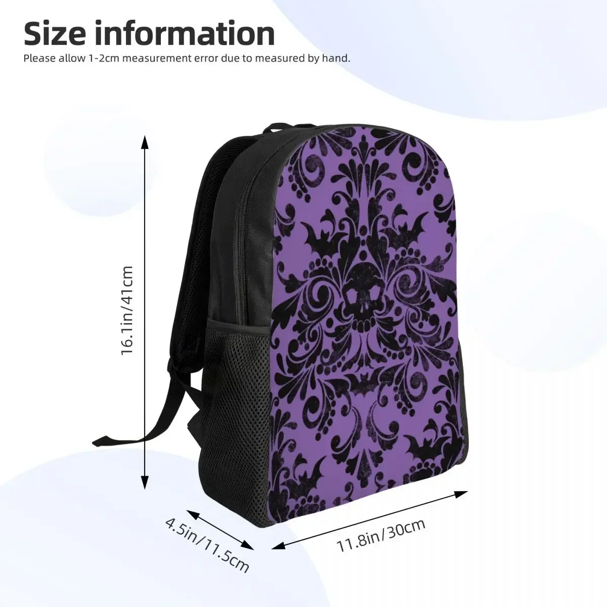 Skull Damask Pattern Travel Backpack Women Men School Laptop Bookbag Halloween Witch Goth Occult College Student Daypack Bags