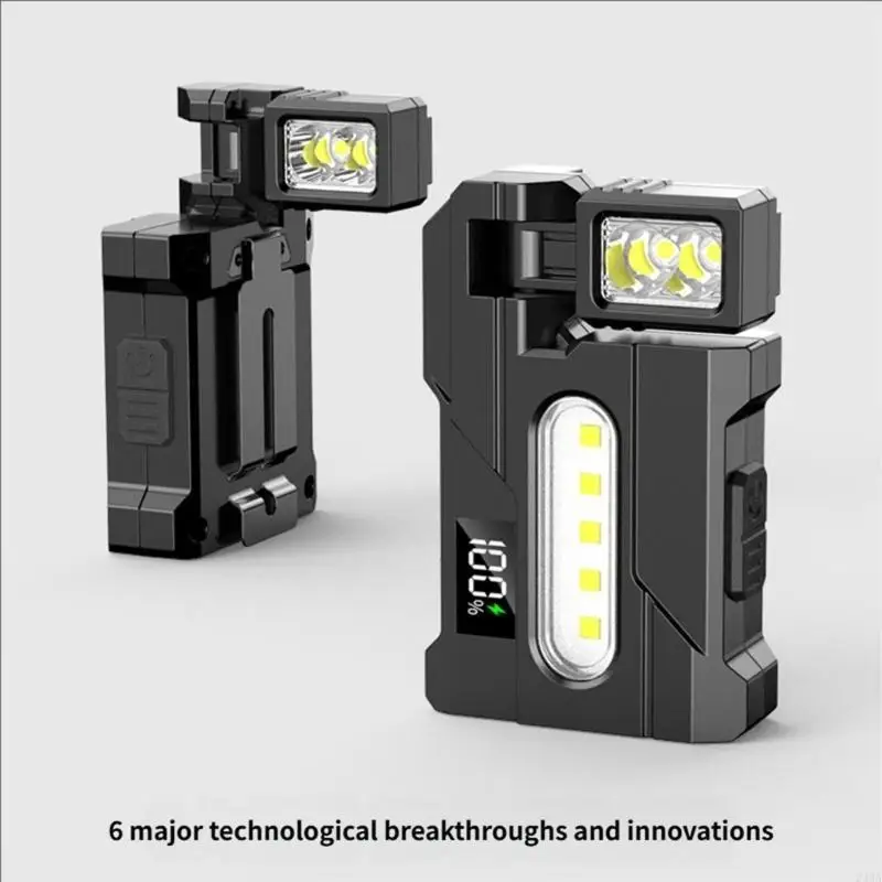 Rotating Emergency Flashlight with Attachment Alert Light Power Display