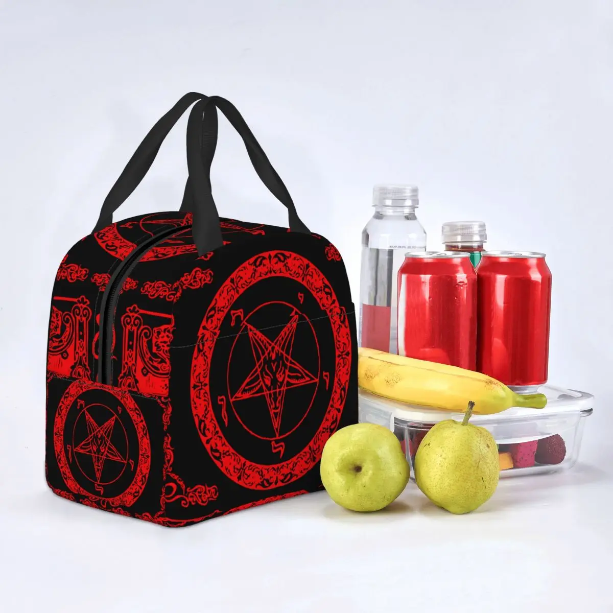 

Lunch Bag for Men Women The Sabbatic Goat Baphomet Thermal Cooler Bags Portable Picnic Satan Devil Tarot Occult Tote Food Bag