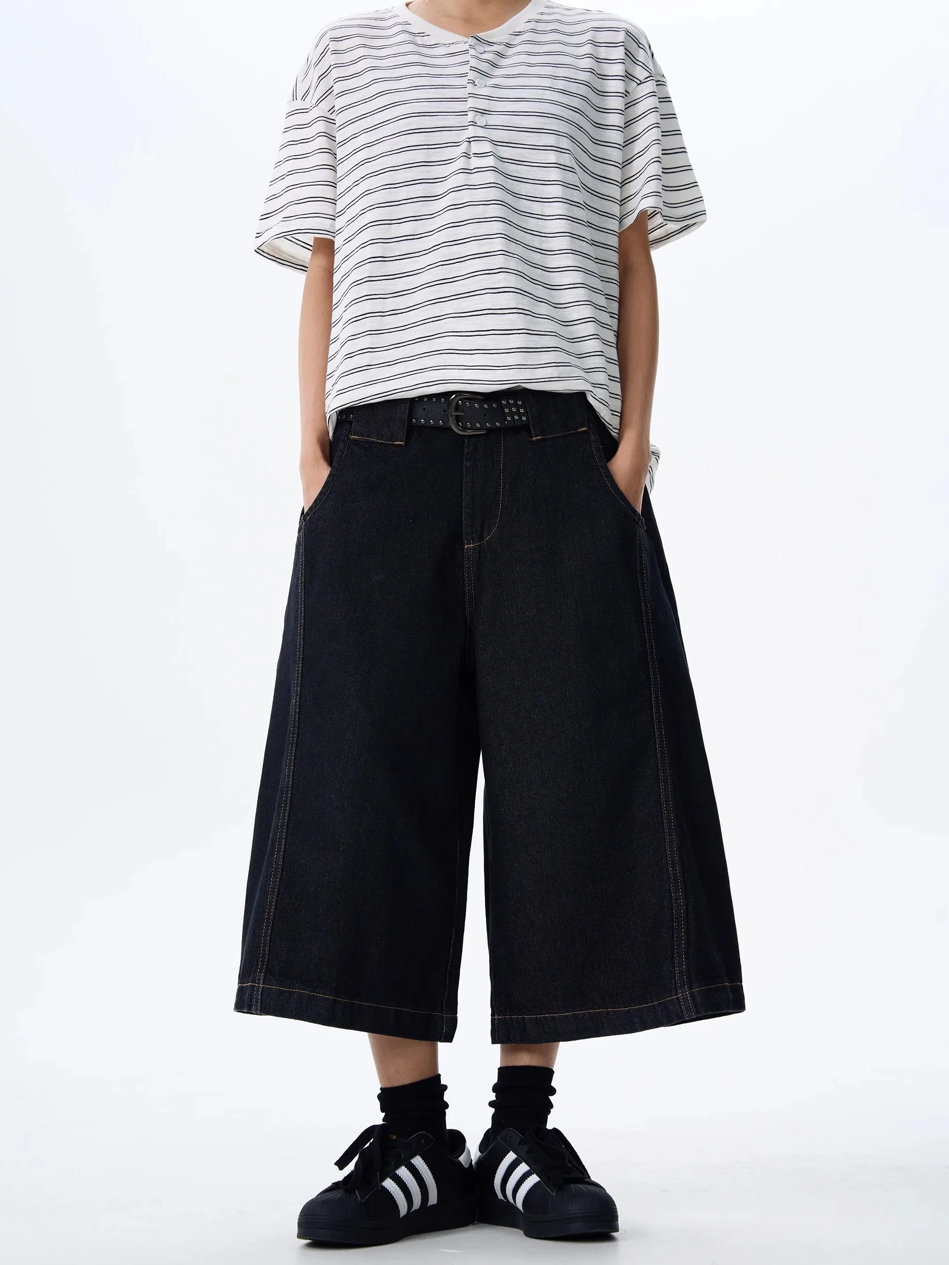 American Retro Wide Leg Knife  Denim orts ex Loose Versatile Design Sense Seven-Foot Pants Casual Wear Jeans