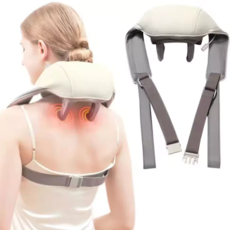 

Портативный массажер для шеи с функцией горячего компресса, расслабляет мышцы спины и плеч, снимает боль, бионический массажер для шеи и плеч