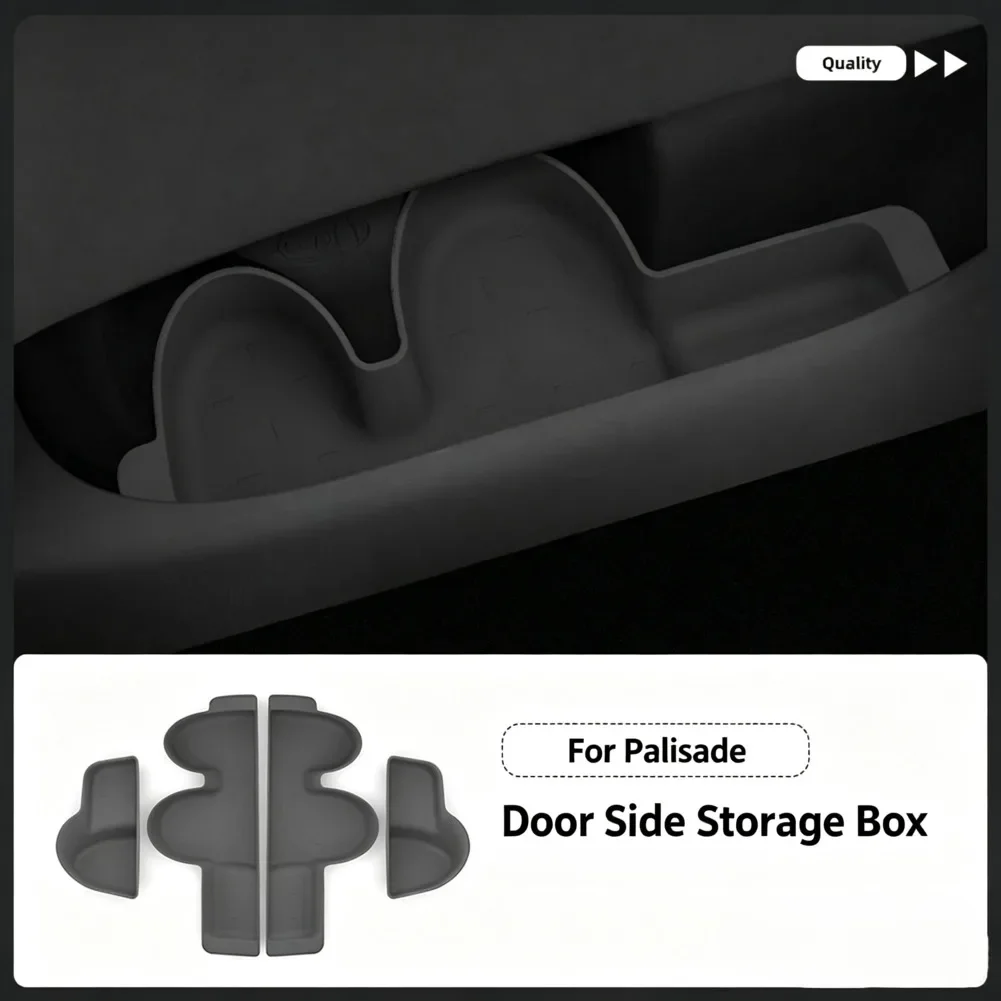 Door Side Storage Boxes For Hyundai For Palisade 2026 TPE Waterproof Dual Cup Holders Car Interior Storage Stowing Tidying