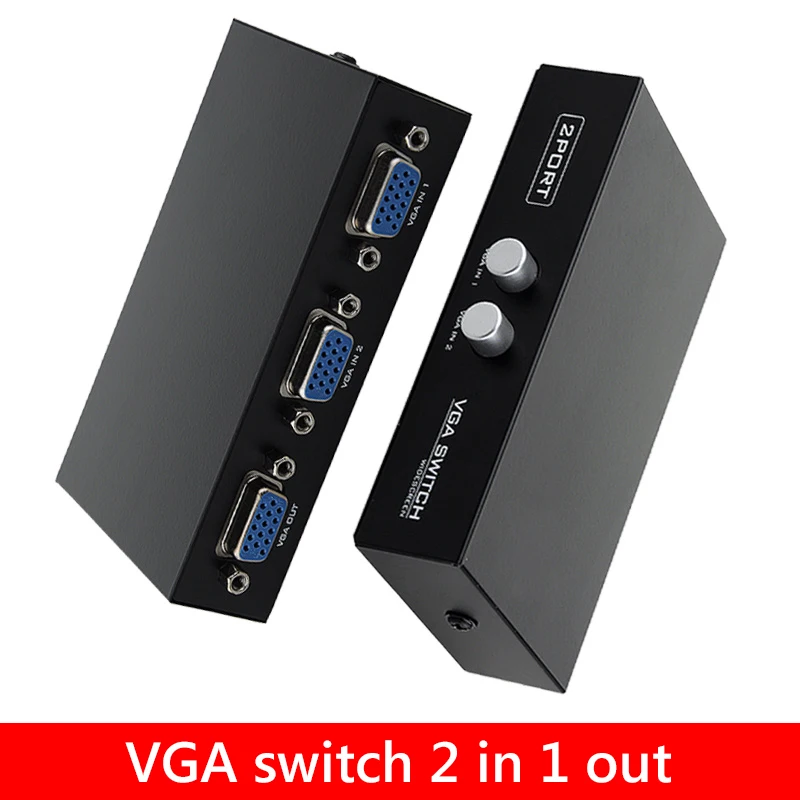 2 IN 1 OUT VGA Splitter Switch HD 1080P VGA to VGA Cable Converter Adapter For PC TV Box Projector Monitor VGA Switcher Adapter