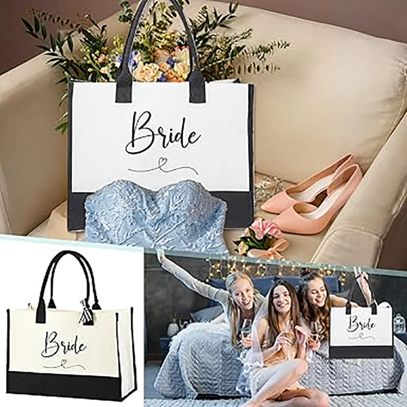 Bride Tote Bag Bride To Be Gift for Wedding Engagement Bachelorette Party Anniversary Travel Hen Party Supplies Decoration Women