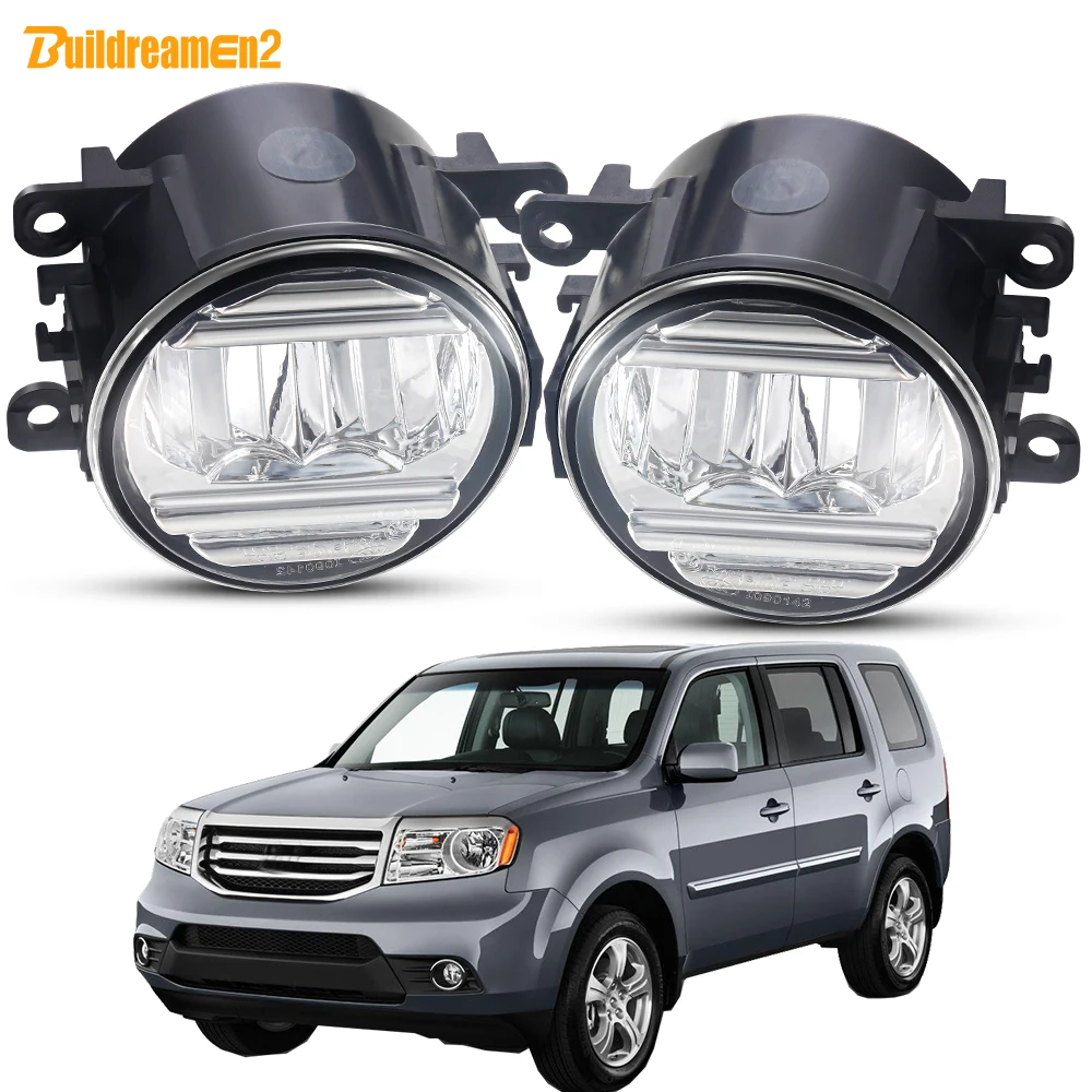 2 Pieces Car Front LED Fog Light Assembly 30W H11 Fog Daytime Running Lamp DRL For Honda Pilot 3.5L V6 2012 2013 2014 2015