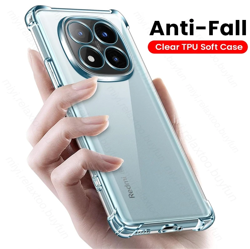 

Прозрачный кристально-прозрачный чехол из мягкого TPU для Xiaomi Redmi Note 14, Note 15 Pro, Note 14 Pro+, Note 15 Pro+ 5G, противоударный, прозрачный, защитный чехол-накладка