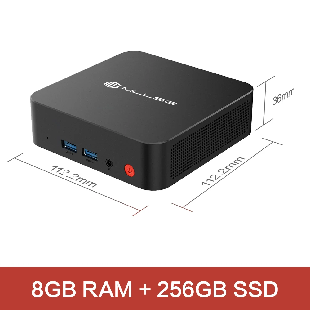 MLLSE M2 Pro Mini PC, Intel J3710 processor, 8GB RAM, 256GB ROM, Wi-Fi 5, BT 4.2, Windows 10 Mini-desktopcomputer - afbeelding 1