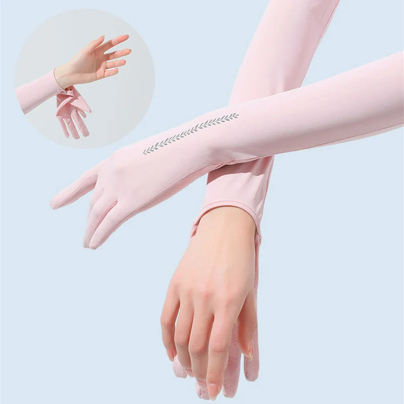 Women Gloves Summer UPF50+ Sun Protection Ice Silk  Touch Screen Gloves Outdoor Riding Arm Sleeves