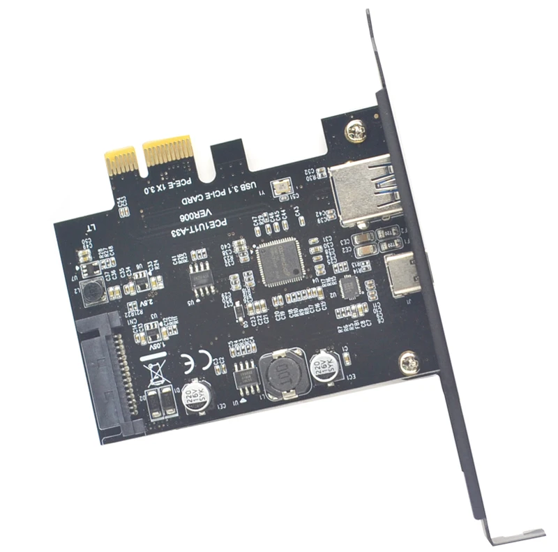 Kartu Ekspansi PCIE USB3.2 Riser PCI Express X1 3.0 ke Tipe C Tipe-A USB 3.2 GEN2 10G Adaptor Pengganda Pengontrol Kartu Tambahan